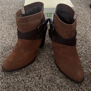 Mossimo Supply Co Brown Ankle Booties with Suede Finish